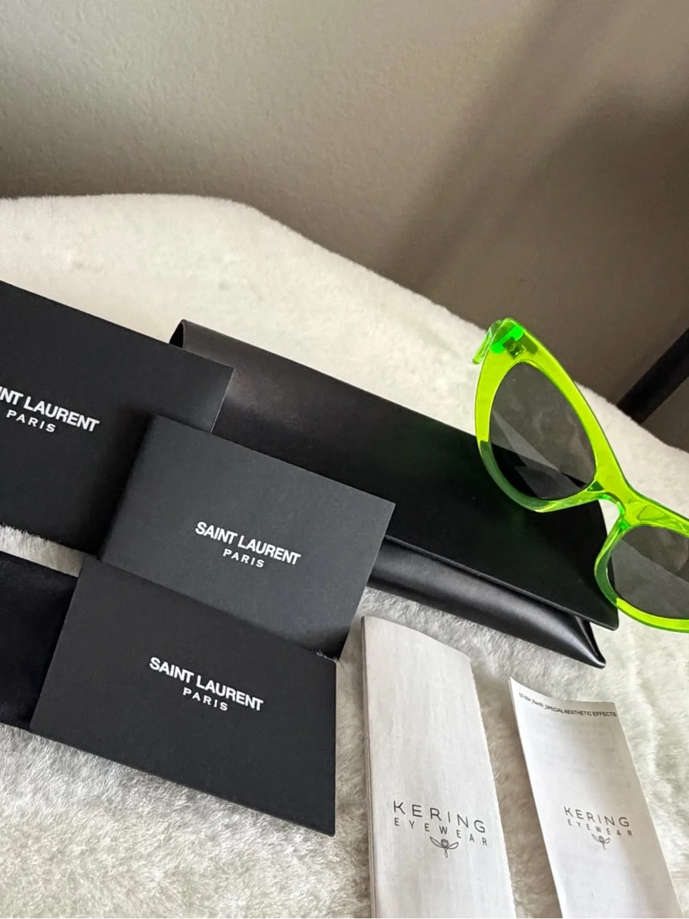 Saint Laurent Lily Translucent Lime Green Cat Eye SL213 Retro Chic Sunglasses